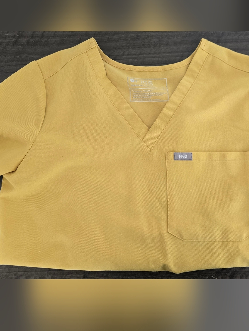 Figs Technical V-Neck Scrub Top in Golden Yellow